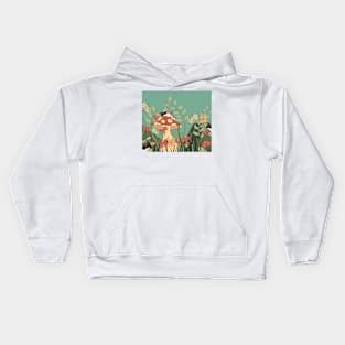 Beagle Mushroom Garden Kids Hoodie